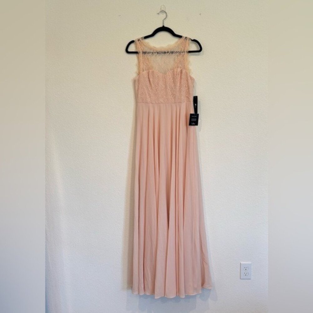 Lulus Divine Evening Blush Pink Lace Chiffon Maxi Dress NWT - Picture 4 of 10